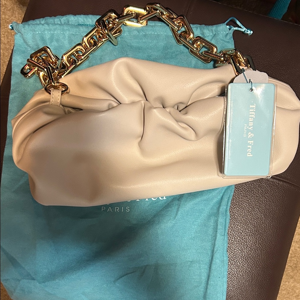 Tiffany & Fred Beige Clutch with Gold Chain